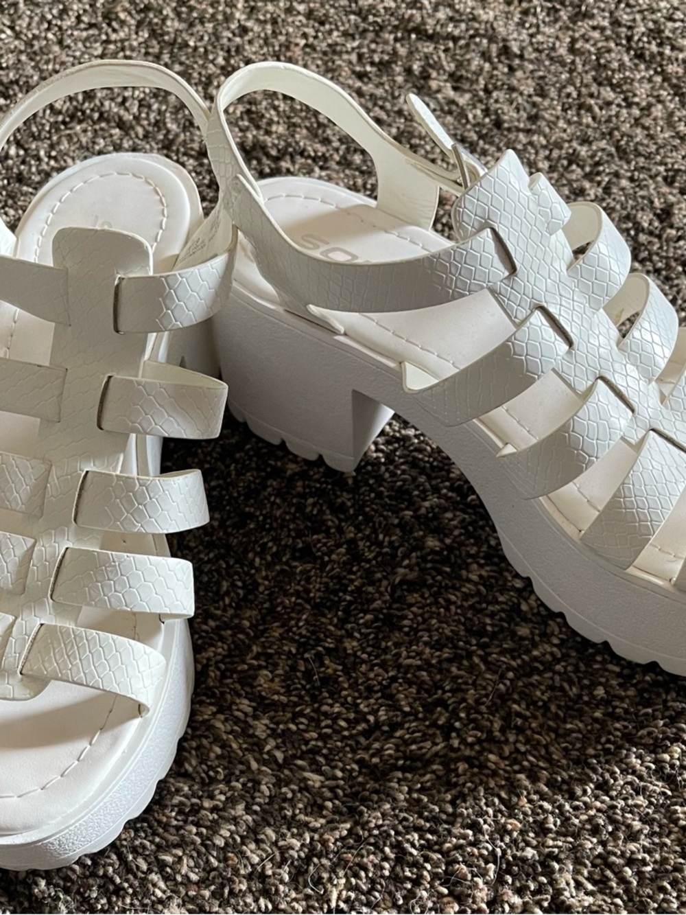 Soda White Woven Platform Heeled Sandals